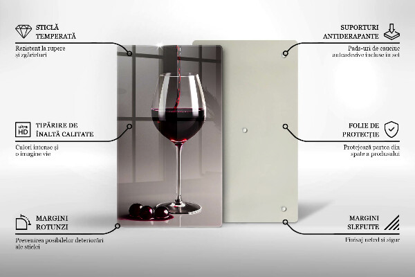 Chopping board glass Glass and grapes