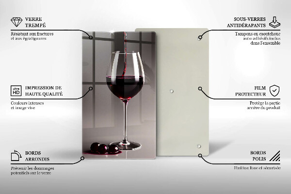 Chopping board glass Glass and grapes