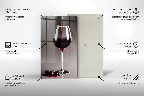 Chopping board glass Glass and grapes