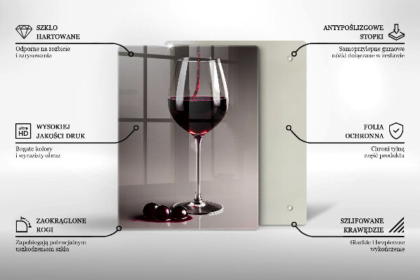 Chopping board glass Glass and grapes