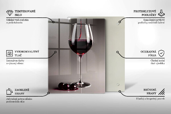 Chopping board glass Glass and grapes