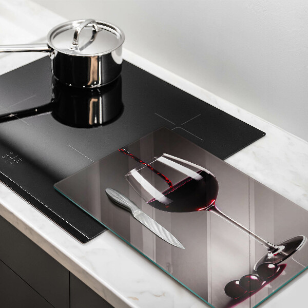 Chopping board glass Glass and grapes