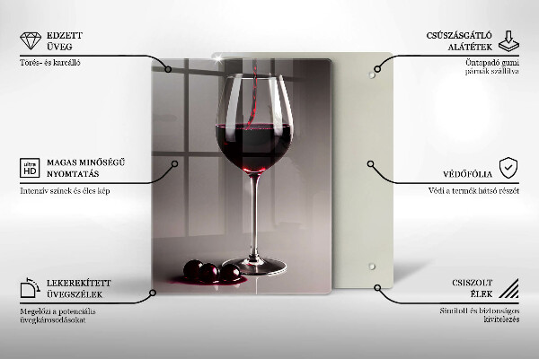 Chopping board glass Glass and grapes