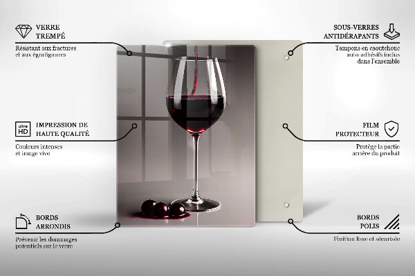 Chopping board glass Glass and grapes