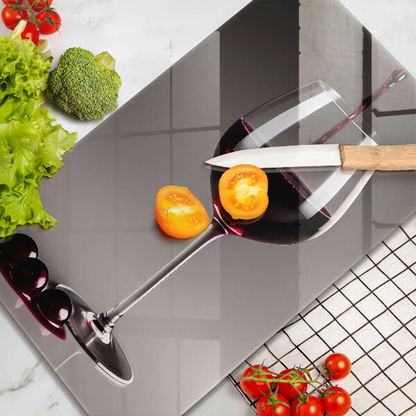 Chopping board glass Glass and grapes