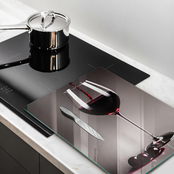 Chopping board glass Glass and grapes