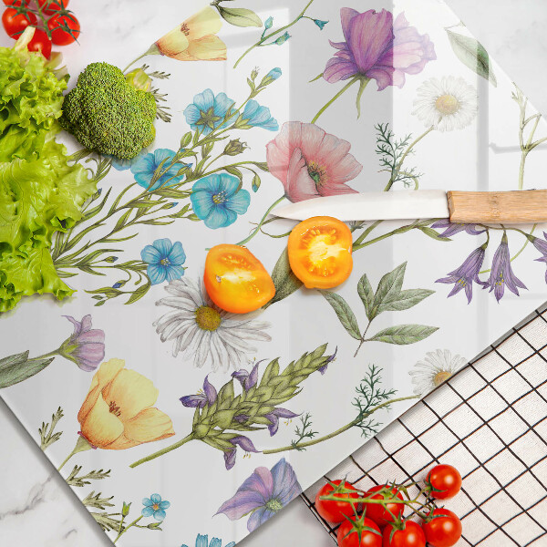 Chopping board glass Flowers illustration