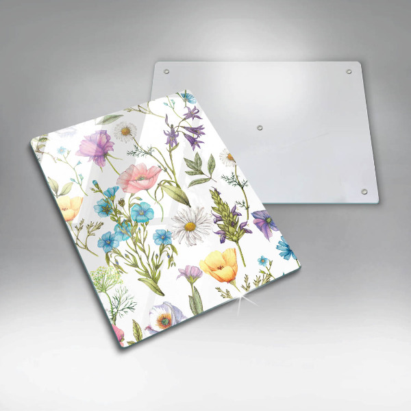 Chopping board glass Flowers illustration