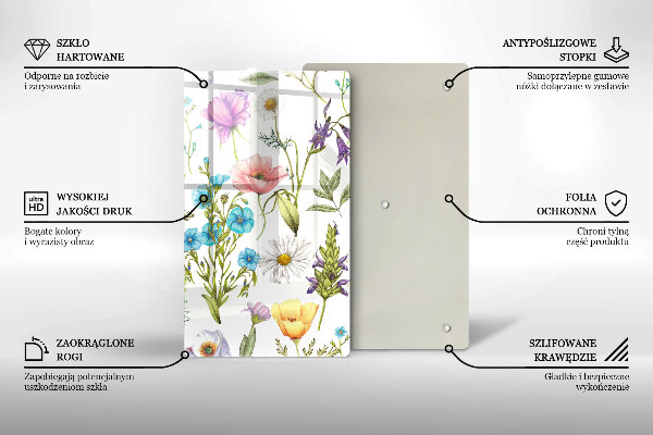 Chopping board glass Flowers illustration