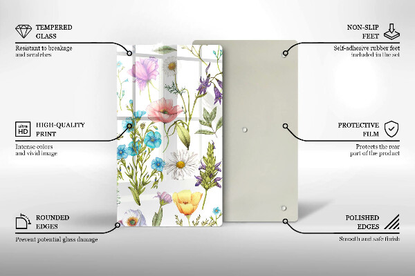 Chopping board glass Flowers illustration