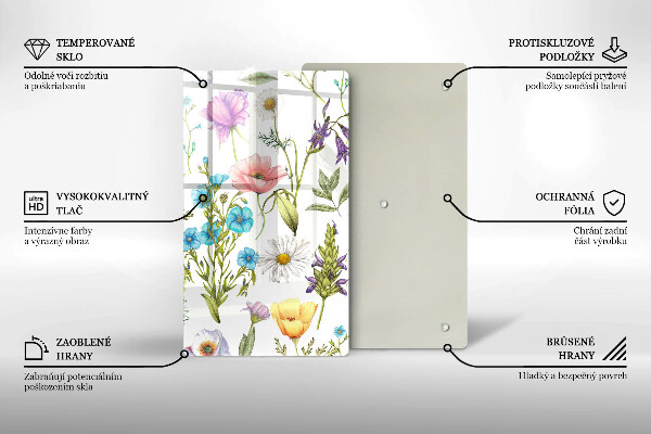 Chopping board glass Flowers illustration