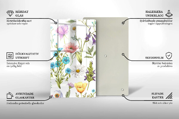 Chopping board glass Flowers illustration