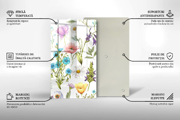 Chopping board glass Flowers illustration