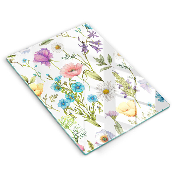 Chopping board glass Flowers illustration