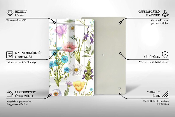 Chopping board glass Flowers illustration