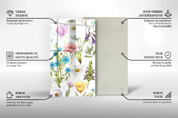 Chopping board glass Flowers illustration