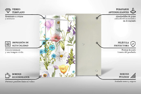 Chopping board glass Flowers illustration
