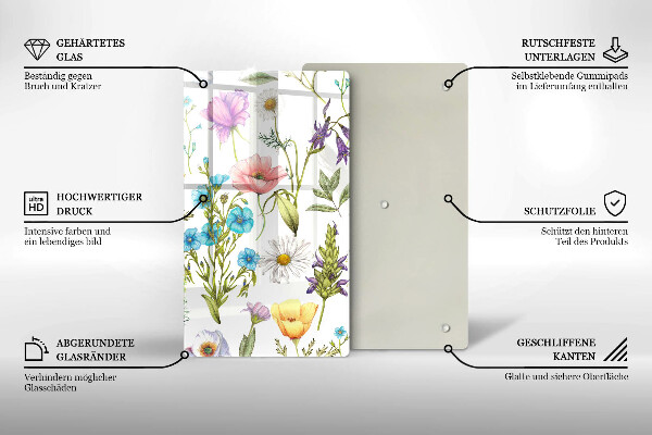 Chopping board glass Flowers illustration
