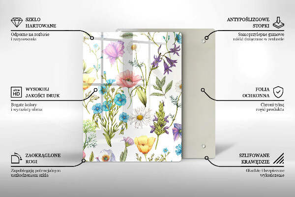 Chopping board glass Flowers illustration