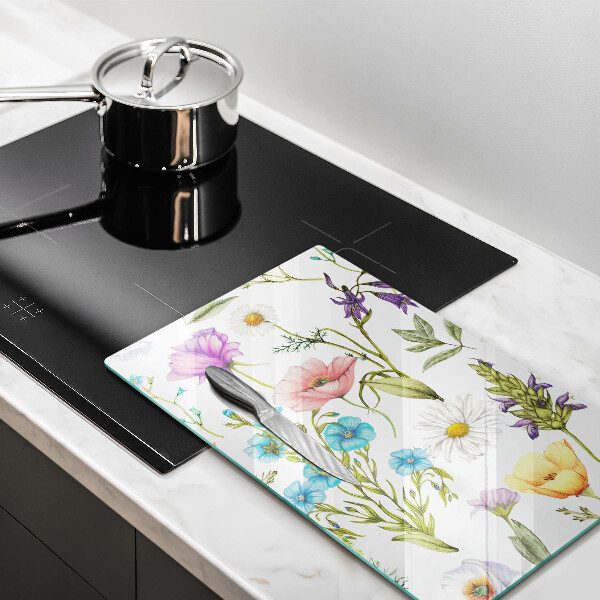 Chopping board glass Flowers illustration