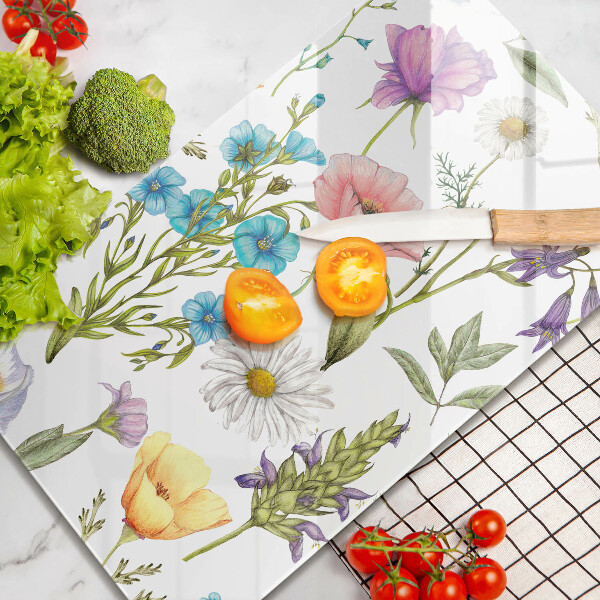 Chopping board glass Flowers illustration