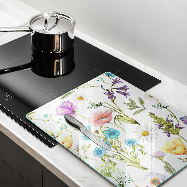 Chopping board glass Flowers illustration