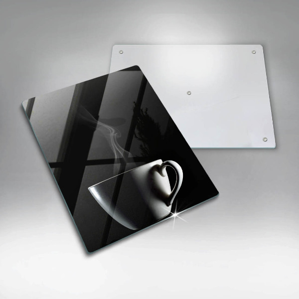 Chopping board glass A cup of tea