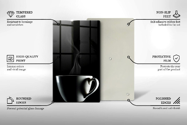 Chopping board glass A cup of tea