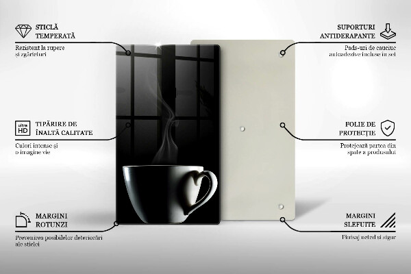 Chopping board glass A cup of tea