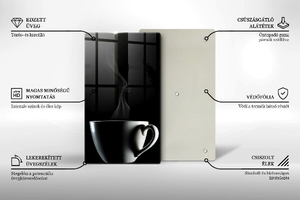 Chopping board glass A cup of tea