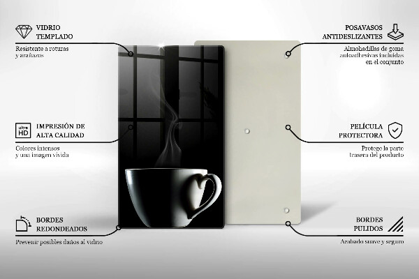 Chopping board glass A cup of tea
