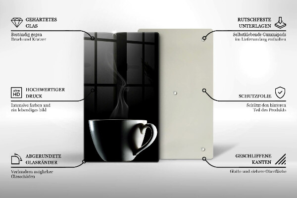 Chopping board glass A cup of tea