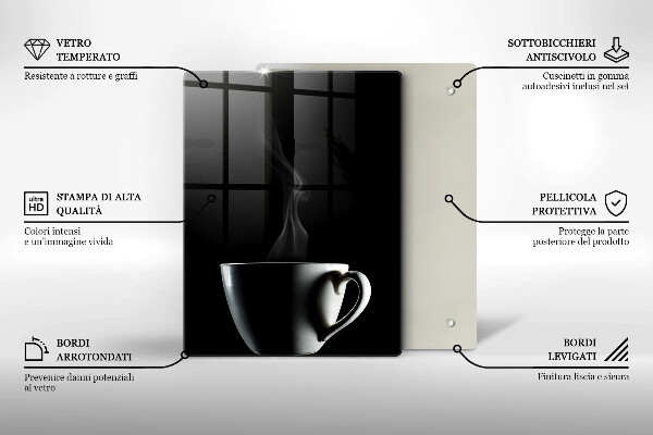 Chopping board glass A cup of tea