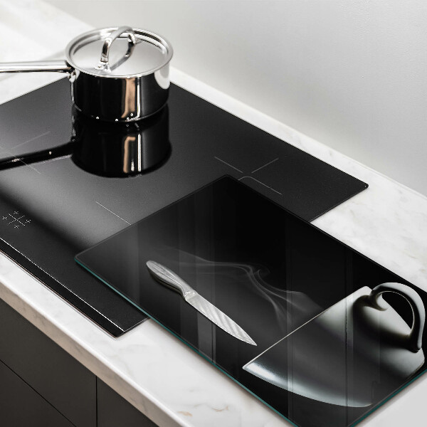 Chopping board glass A cup of tea