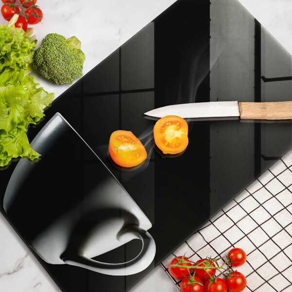 Chopping board glass A cup of tea