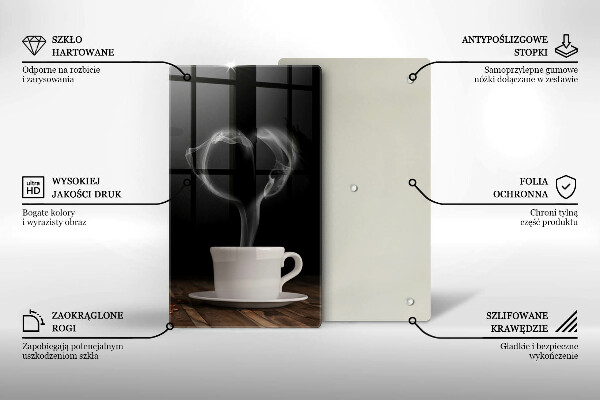 Chopping board glass Coffee cup heart