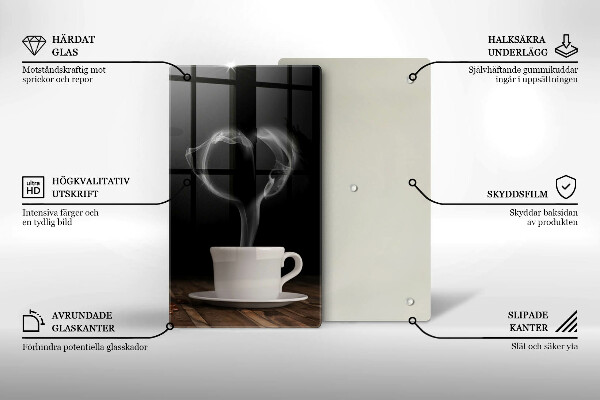 Chopping board glass Coffee cup heart