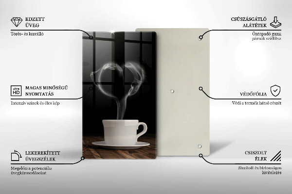 Chopping board glass Coffee cup heart