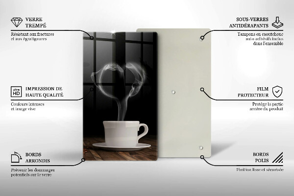 Chopping board glass Coffee cup heart