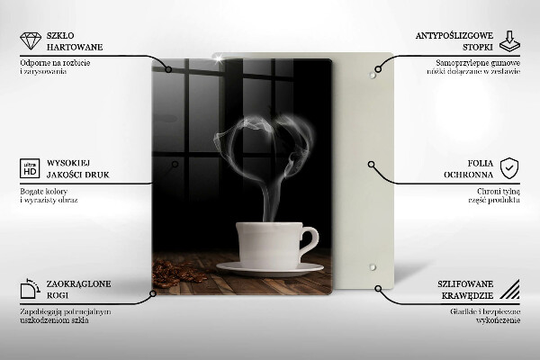 Chopping board glass Coffee cup heart