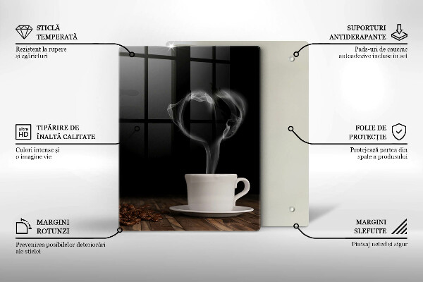 Chopping board glass Coffee cup heart