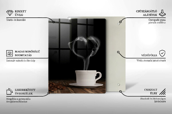 Chopping board glass Coffee cup heart