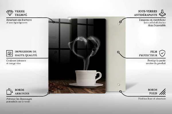 Chopping board glass Coffee cup heart