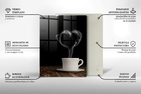 Chopping board glass Coffee cup heart