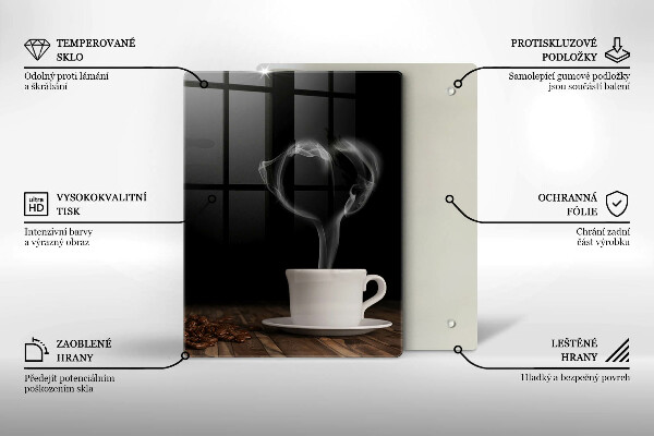 Chopping board glass Coffee cup heart