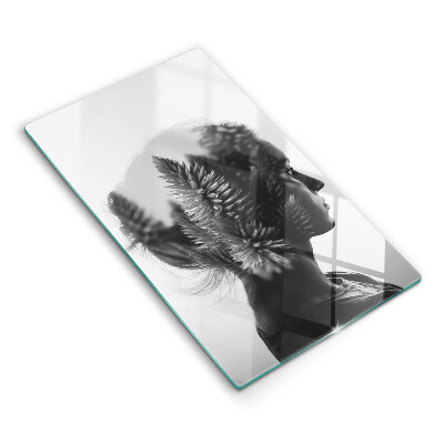 Chopping board glass Woman and forest
