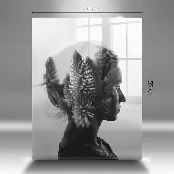 Chopping board glass Woman and forest