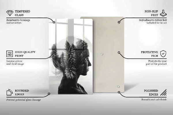 Chopping board glass Woman and forest