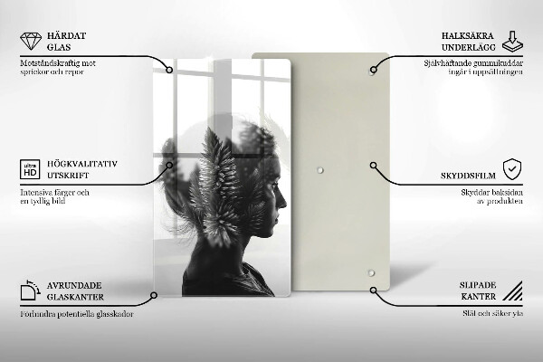 Chopping board glass Woman and forest