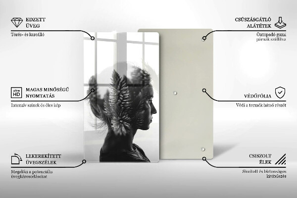 Chopping board glass Woman and forest